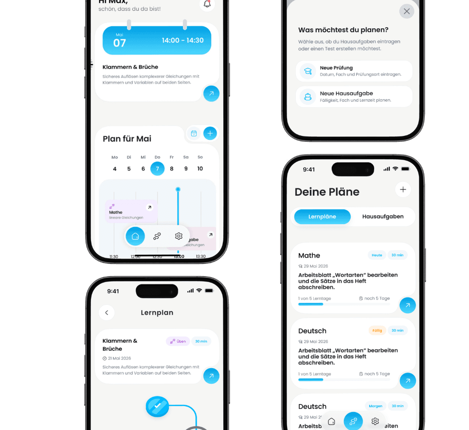 Mehrere Ansichten der Dayova App